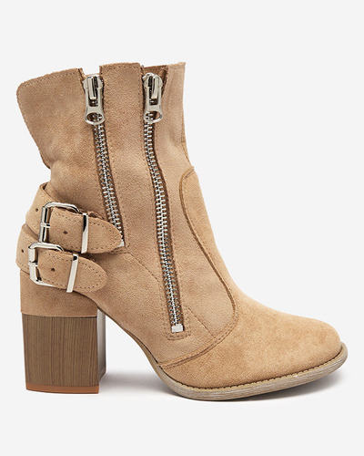 Light brown women's boots on the post Ferrgo- Footwear