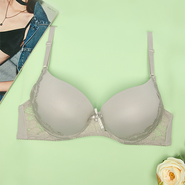 Smooth women's lace bra in gray - Underwear