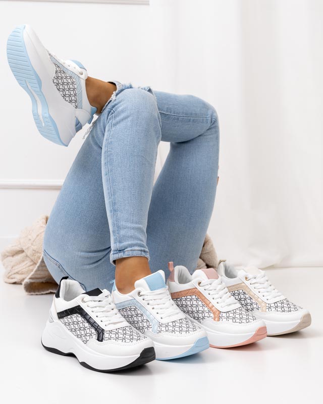 Beige and white women's sports shoes Weniso sneakers - Footwear