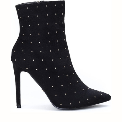 Black stiletto boots with rhinestones Audrey - Footwear