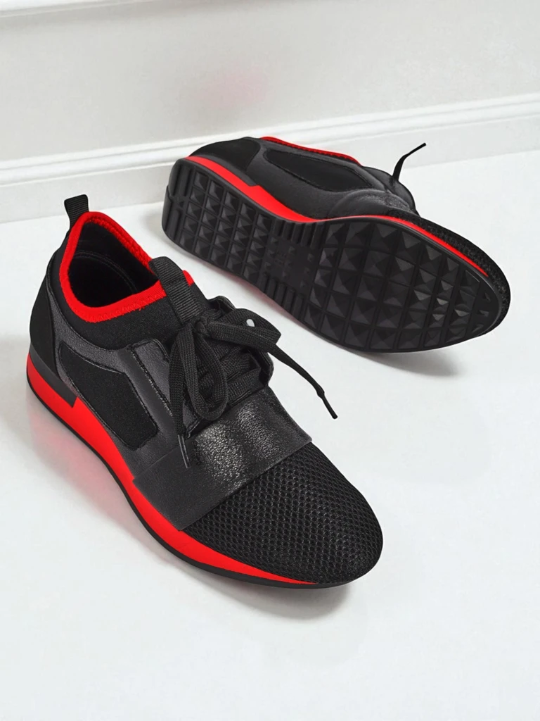Women's Artemida Nero sneakers made of fabric and eco-leather with a red accent