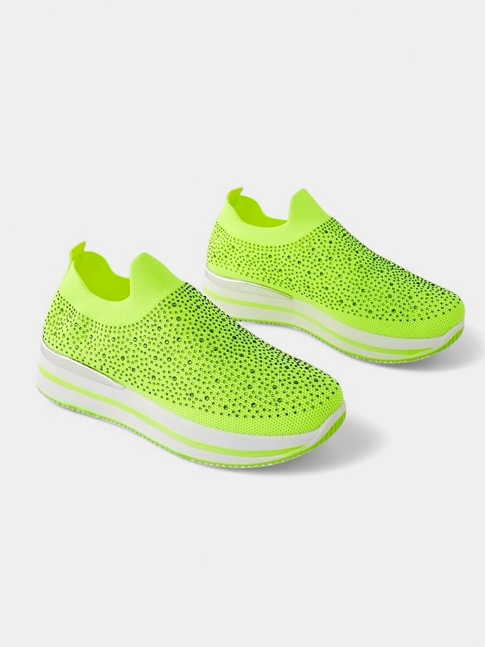 Спортивная обувь для женщин Royalfashion на резинке из ткани с стразами Adeq