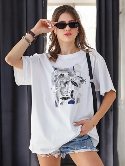 Royalfashion Женская футболка из хлопка с принтом