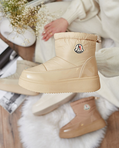 Royalfashion Women's slip-on snow boots in beige color Ademra