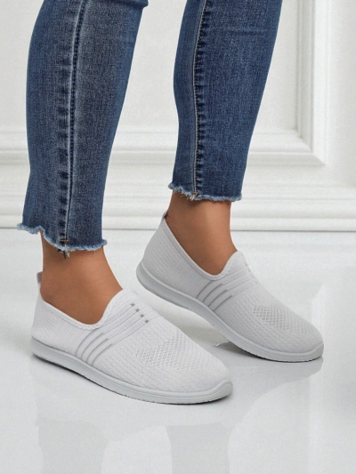 Women's White Fabric Slip-Ons Callisto - Lightweight Shoes for Spring and Summer
