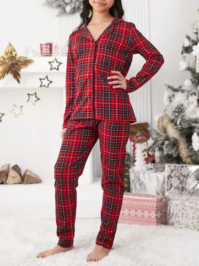 Royalfashion Christmas children's cotton plaid pajama