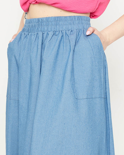 Navy blue ladies long skirt with pockets - Clothing