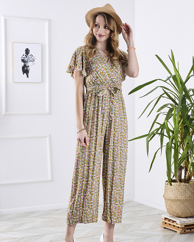 Colorful women's long floral jumpsuit - Clothing