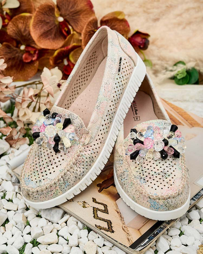 Royalfashion Sieviešu ažūra mokasīni ar pērlītēm Nasfali