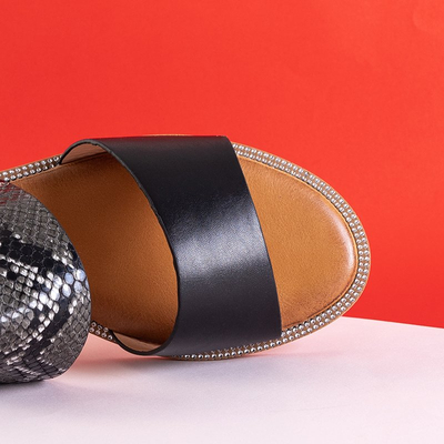 Black snakeskin sandals for women Venilia - Footwear
