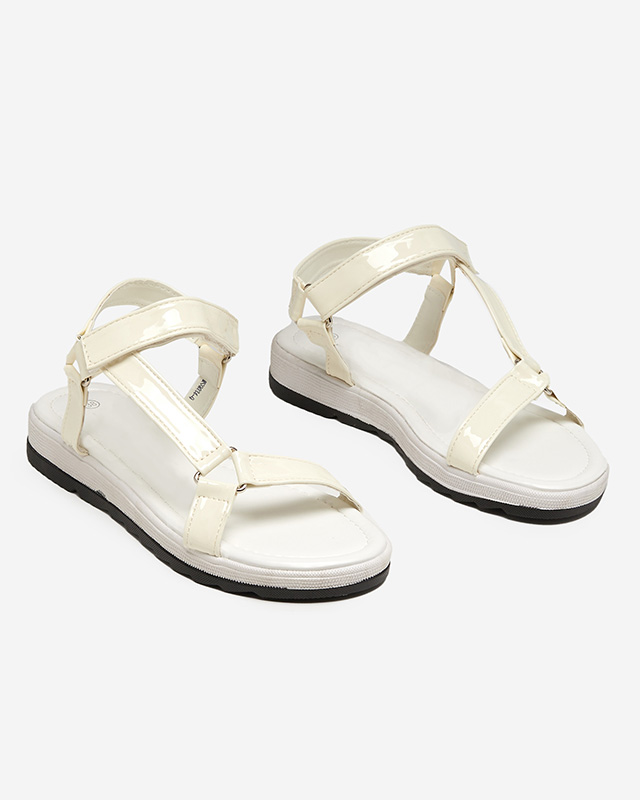 Cream women's flat sandals Hereris - Footwear