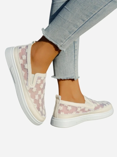 Royalfashion Women's moccasins made of mesh with flowers Emzos