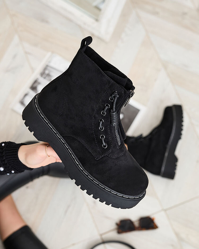 Royalfashion Melni sieviešu zābaki ar biezāku zoli Kastolla