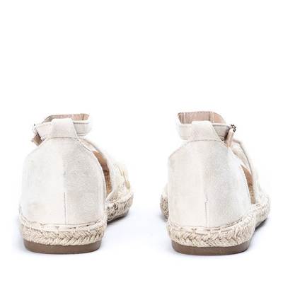 Beżowe espadryle z koronkowym haftem Eliza - Obuwie