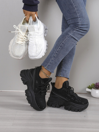 Royalfashion Women's sports sneakers with rhinestones Blysco