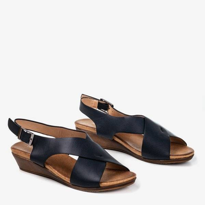 Black women's sandals on a low wedge Jaliga - Footwear 1