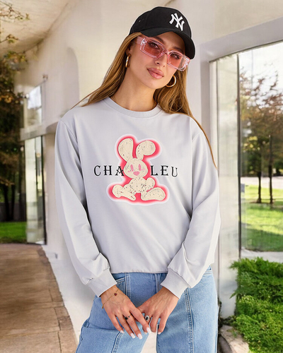 Royalfashion Sieviešu kokvilnas džemperis ar plānu apdruku