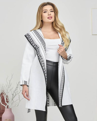 White women's bedspread a'la coat with ornament - Clothing