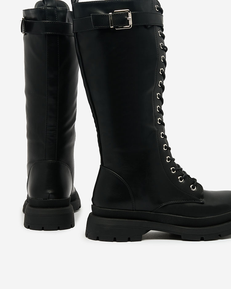 Royalfashion Black women's lace-up boots Apovido