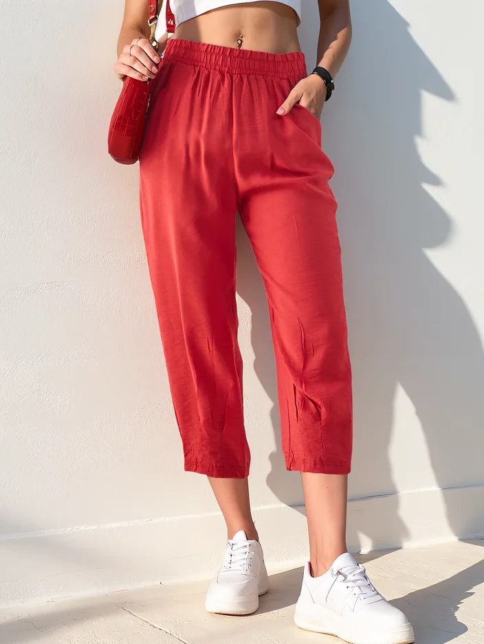 Royalfashion taisās sieviešu bikses no auduma 7/8