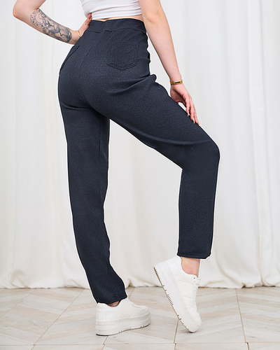 Royalfashion Узорчатые темно-синие женские брюки-теггинсы PLUS SIZE