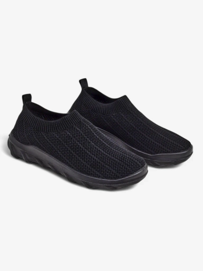 Andromeda Nero Women's Sneakers - black, lightweight textile shoes on a flat sole