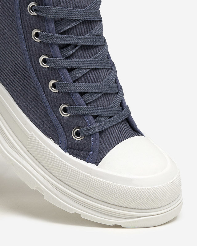 Blue women's high ribbed sneakers Somali - Footwear
