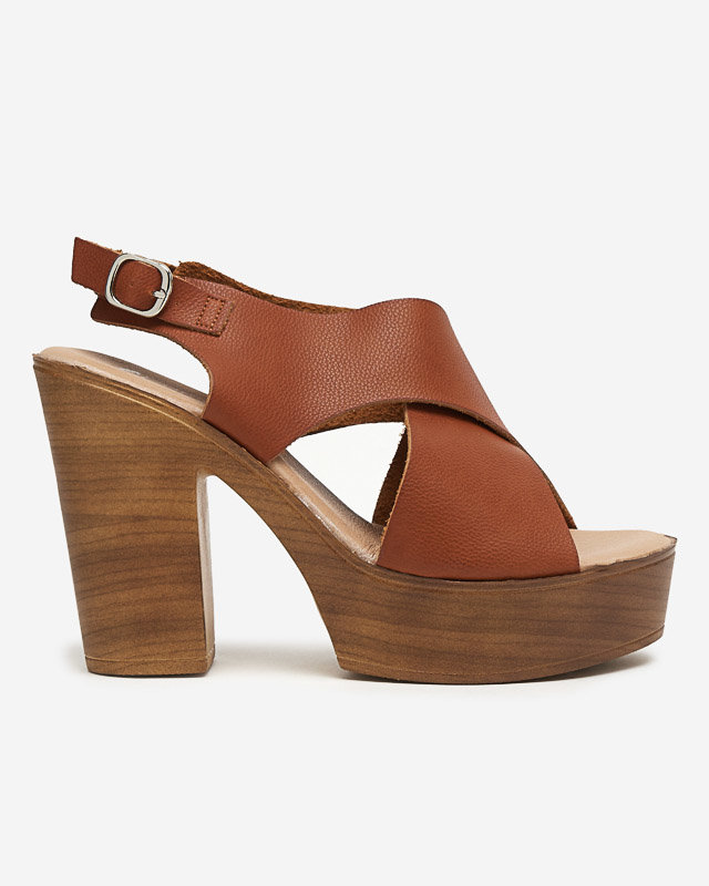 Camel women's sandals on a high post Feridi - Footwear