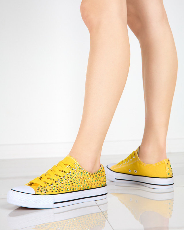 OUTLET Women's sneakers with yellow zircons Amando- Footwear