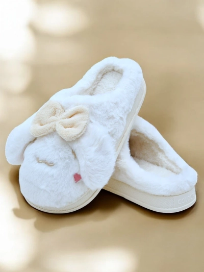 Royalfashion Women's fur slippers with a bow Savos