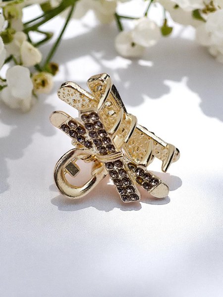 Royalfashion Hair Clip with Rhinestones Golden Clip