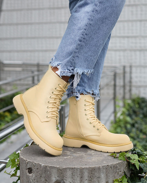 Royalfashion Matte beige women's boots Kucillo