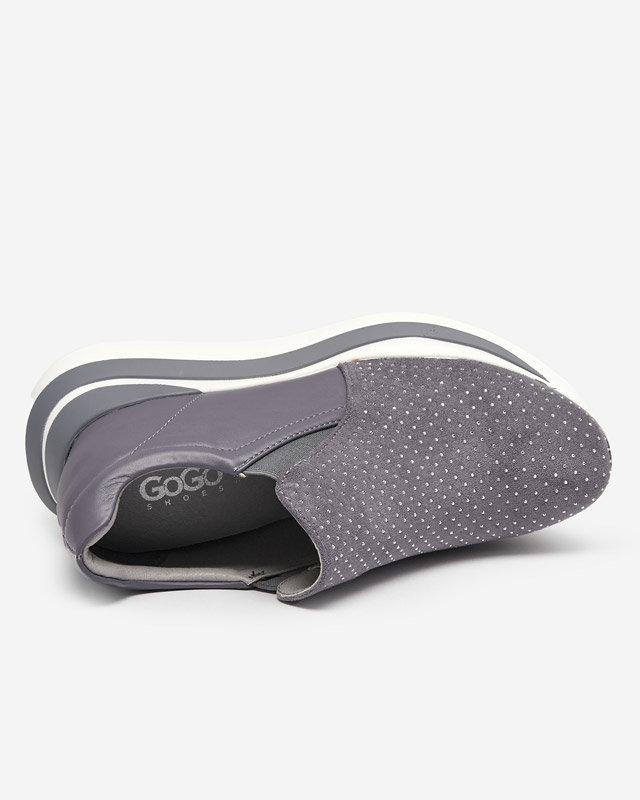OUTLET Gray women's sneakers with a hidden wedge Elema - Footwear