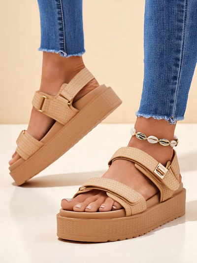 Royalfashion Beige Lavinia women's platform sandals – comfortable summer