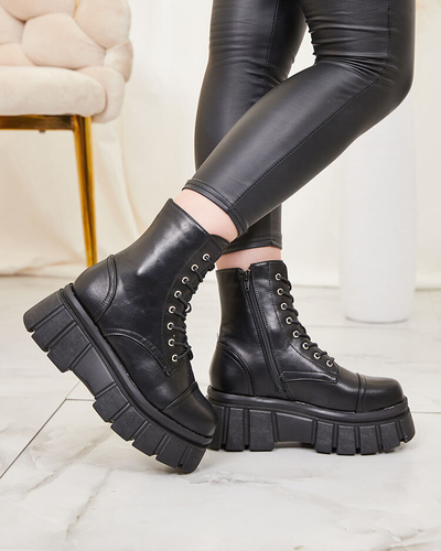 Royalfashion Women's black platform baggers boots Ceminas