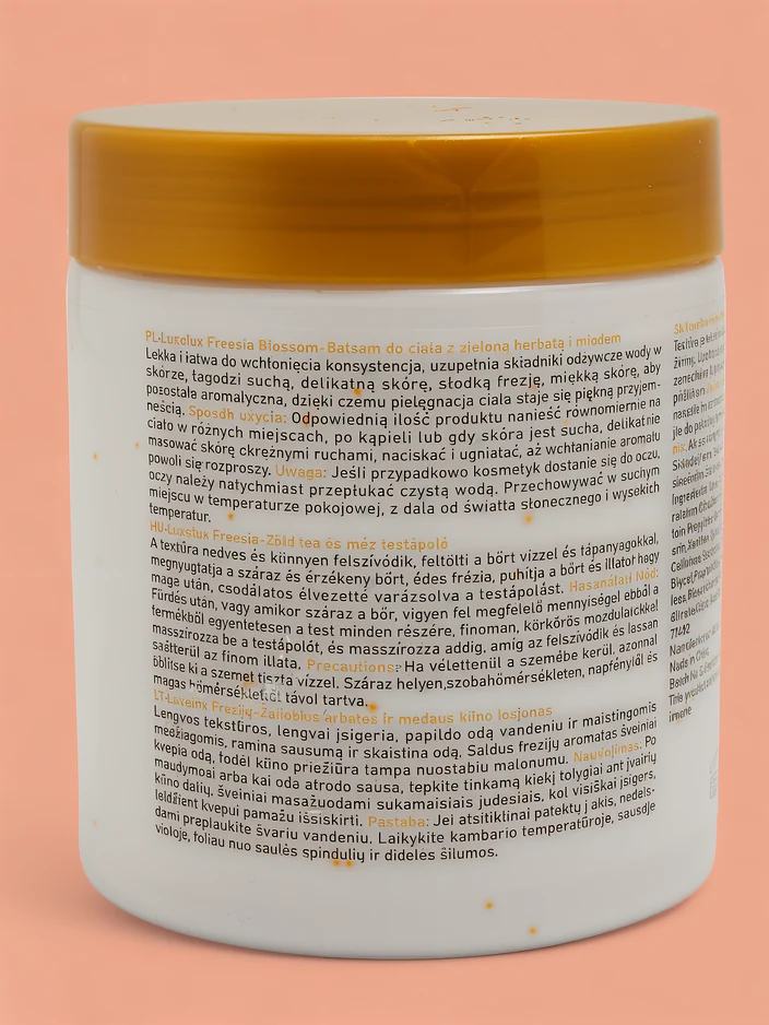 Luxelux FREESIA BLOSSOM ķermeņa balzams ar zaļo tēju un medu 250 ml