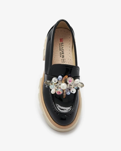 Livia Elegante - Черные Роскошные Мокасины на Плоском Каблуке