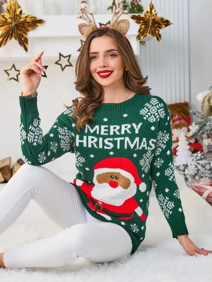 Royalfashion Women's Christmas sweater with Santa Claus