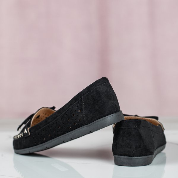 Black loafers with an openwork Wikiss upper - Footwear 1