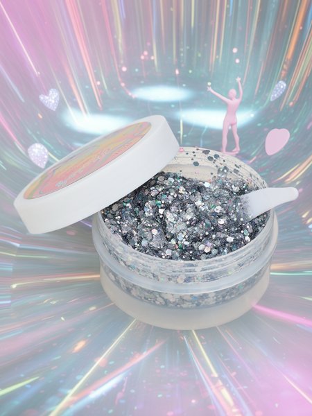 Glitter gel for face decoration in silver color