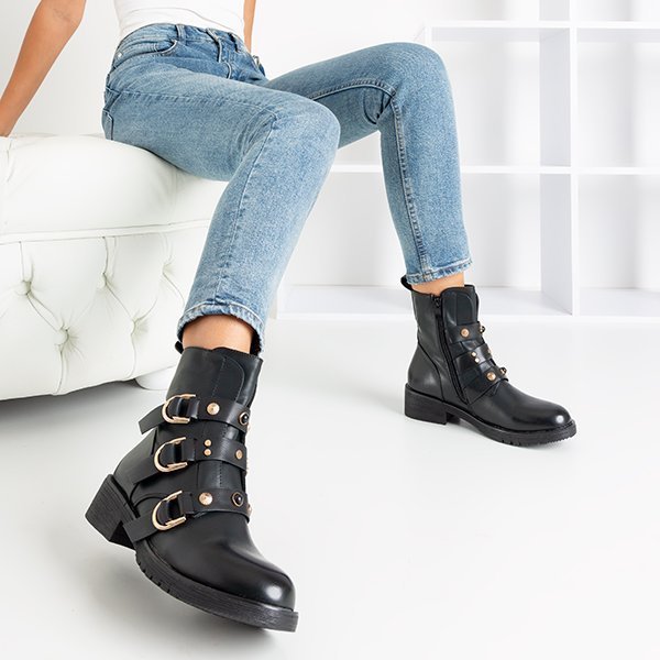 Black women's bags with gold buckles Sytielia - Shoes