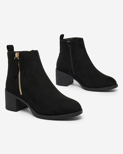 Royalfashion Black eco suede women's low stiletto boots Rejerry