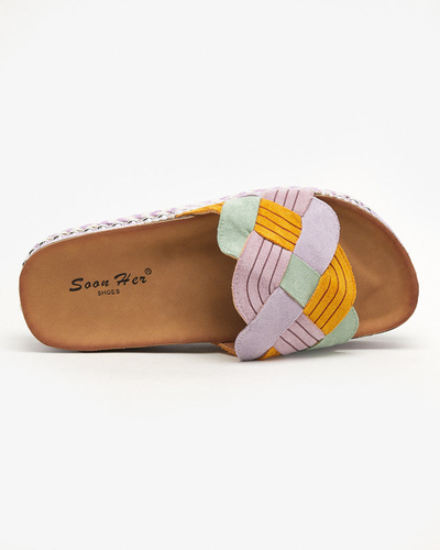 Violet women's slippers on a thick sole Cekolina - Footwear
