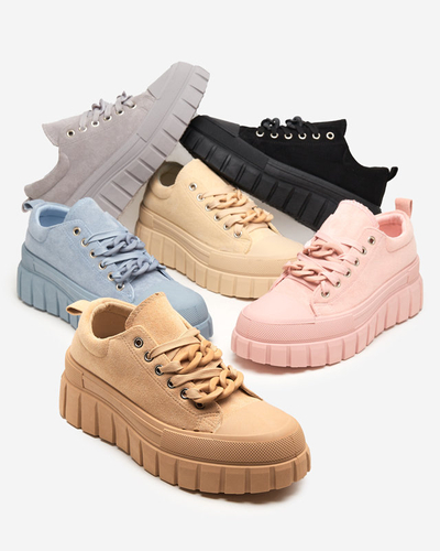 OUTLET Brown women's tall sneakers Mishta - Footwear