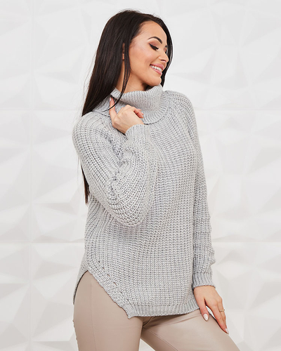 Royalfashion Light gray women's turtleneck sweater