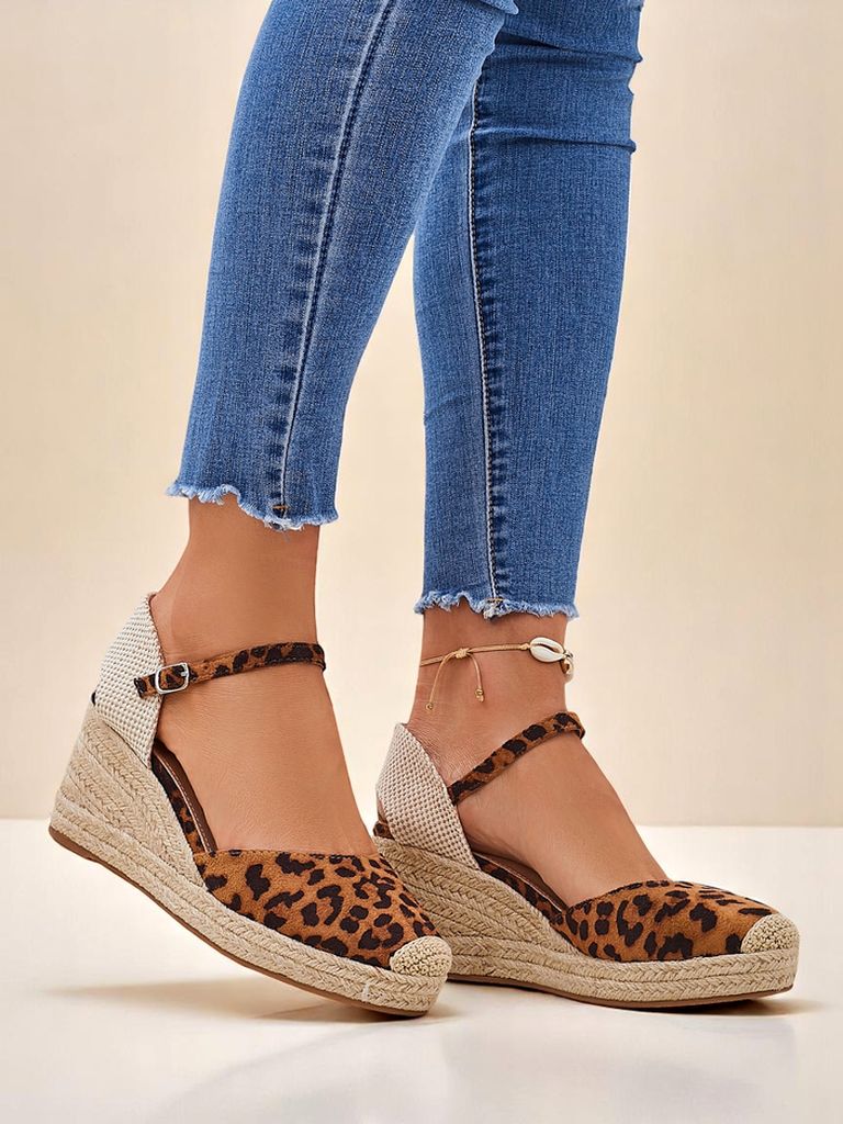 Aurelia Leopard Танкетки Royalfashion женские эко-кожа верблюжий