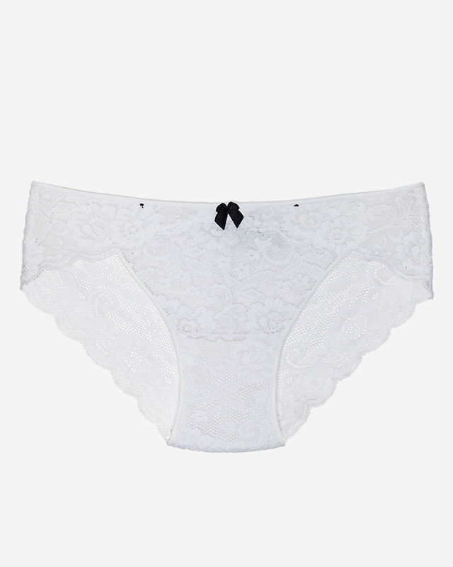 One-color lace women's panties in white - Underwear