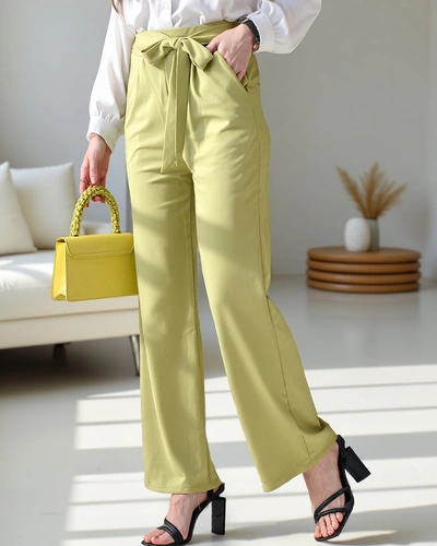 Royalfashion Wide women's trousers with a belt