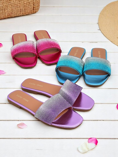 Royalfashion Women's Flip-Flops with Zircons ShinyGlow