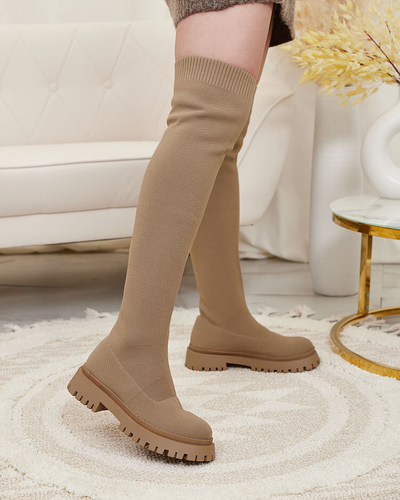 Royalfashion Brown women's slip-on over-the-knee boots Radgitas